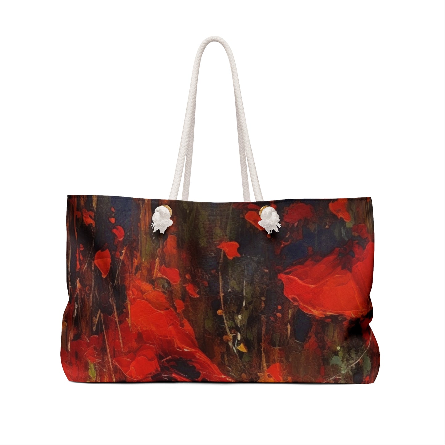 Whimsical Poppy Art on Weekender Bag