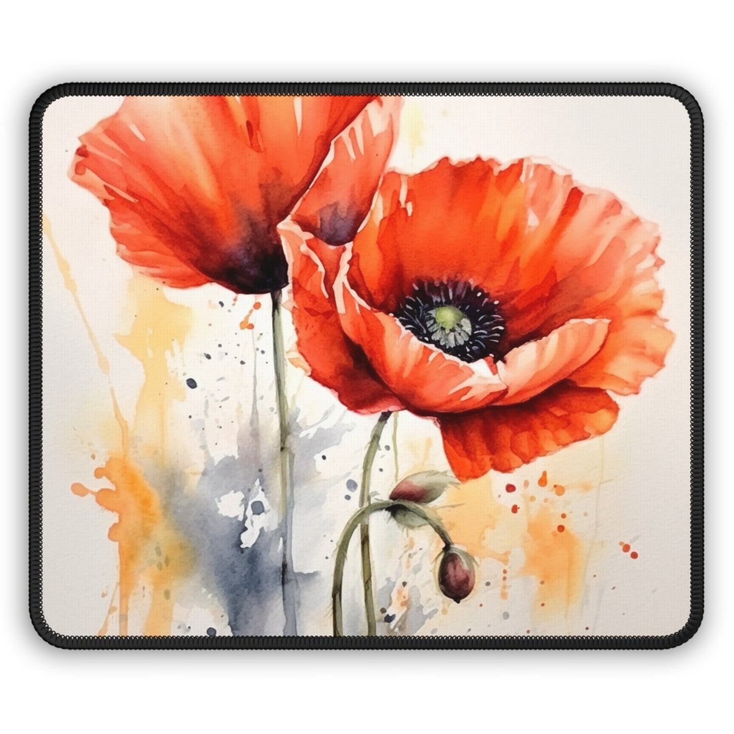 Whimsical Poppy Flower Watercolor Gaming Mouse Pad: An Artistic Delight