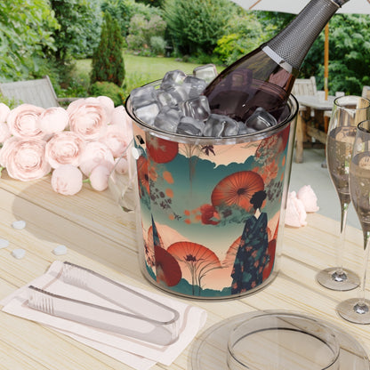 Fashionable Kimono-Inspired Ice Bucket with Tongs: Unleash Your Style