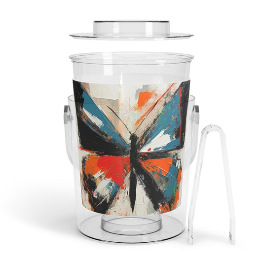 Monarch Butterfly Elegance: Ice Bucket with Tongs with Artistic Flair