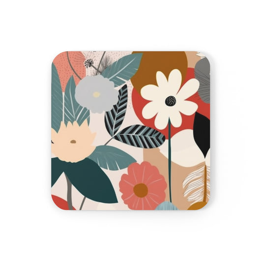 Fashionably Retro: Midcentury Modern Corkwood Coaster Set with a Dash of 1960s Style