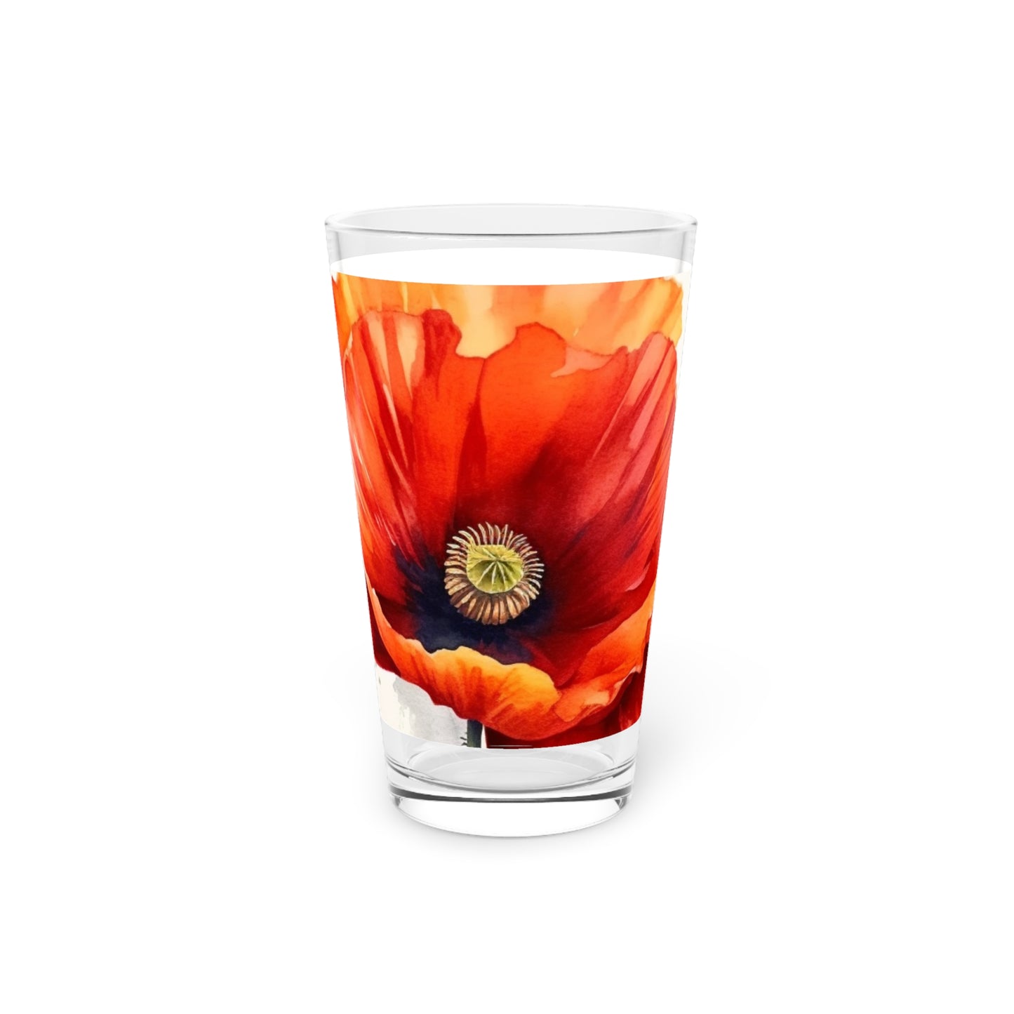 Stunning Poppy Flower Watercolor Pint Glass: A Blossoming Experience