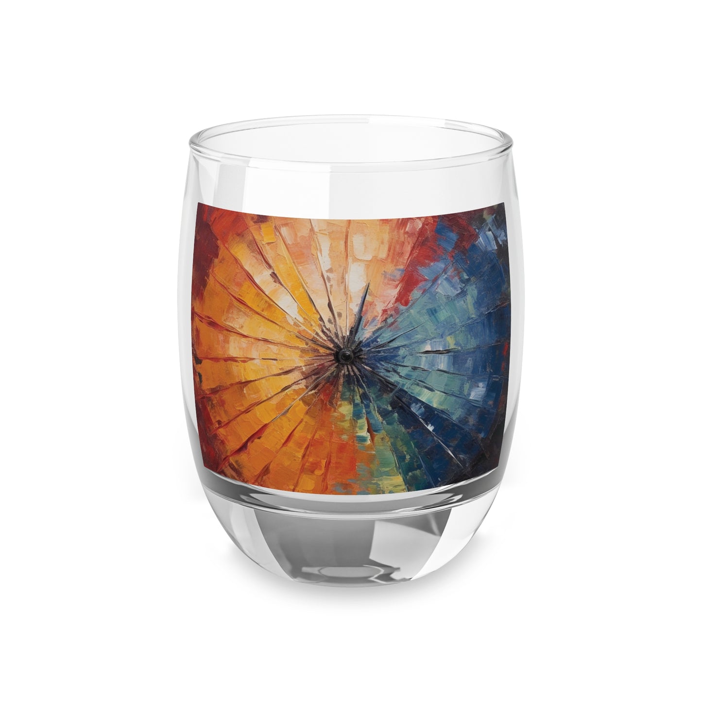 Abstract Art Whiskey Glass: Japanese Umbrella, A Reflection of Creativity