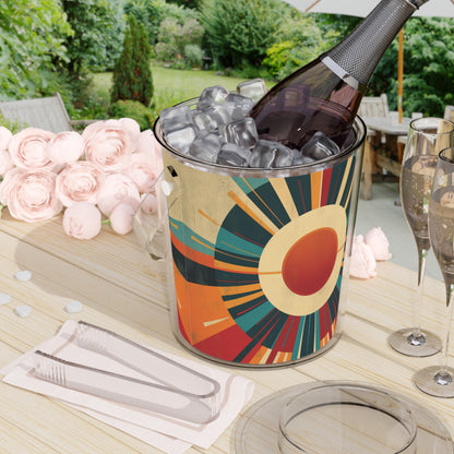 Minimalist Sunshine: Midcentury Modern Sun Ice Bucket with Tongs