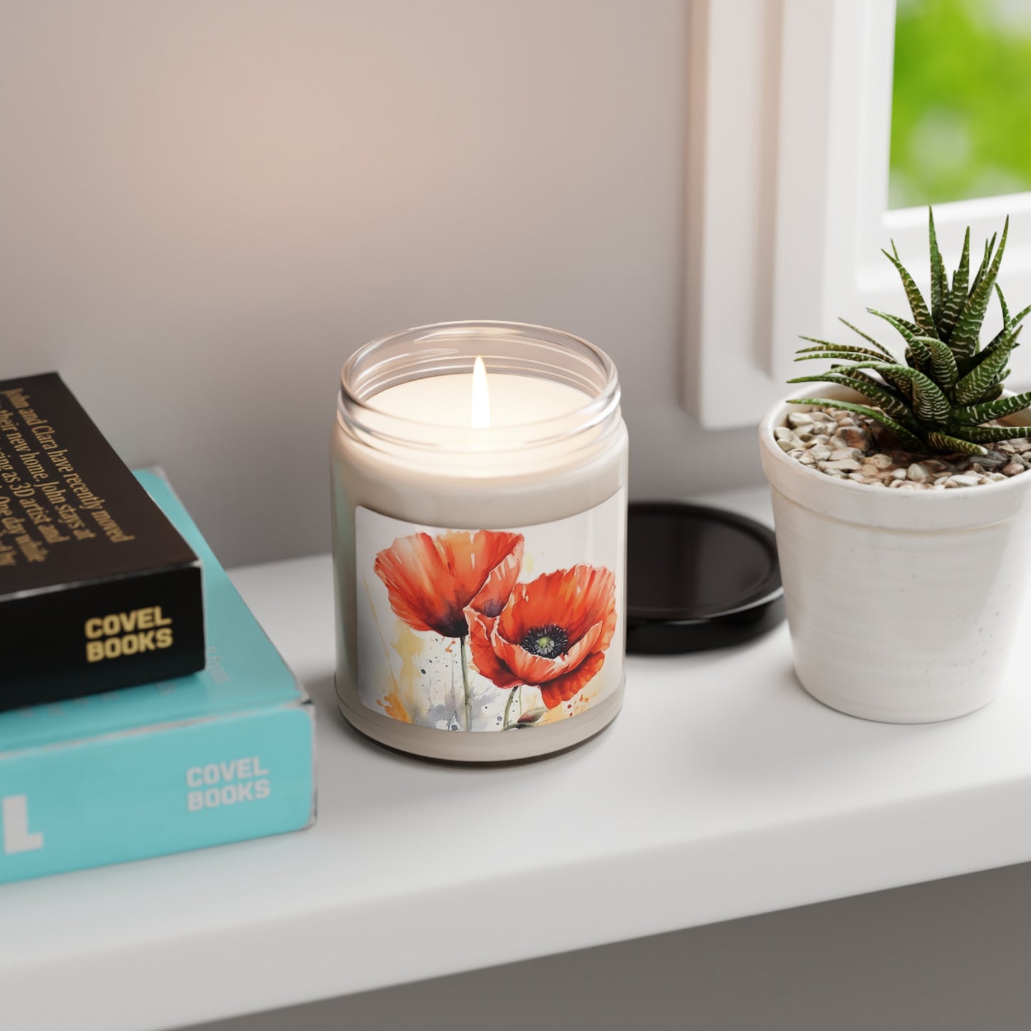 Whimsical Poppy Flower Watercolor Scented Soy Candle: An Artistic Delight