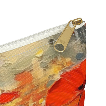 Whimsical Poppy Art on Accessory Pouch