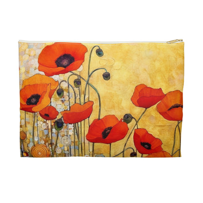 Elevate Your Style: Accessory Pouch Adorned with Gustav Klimt's Poppies