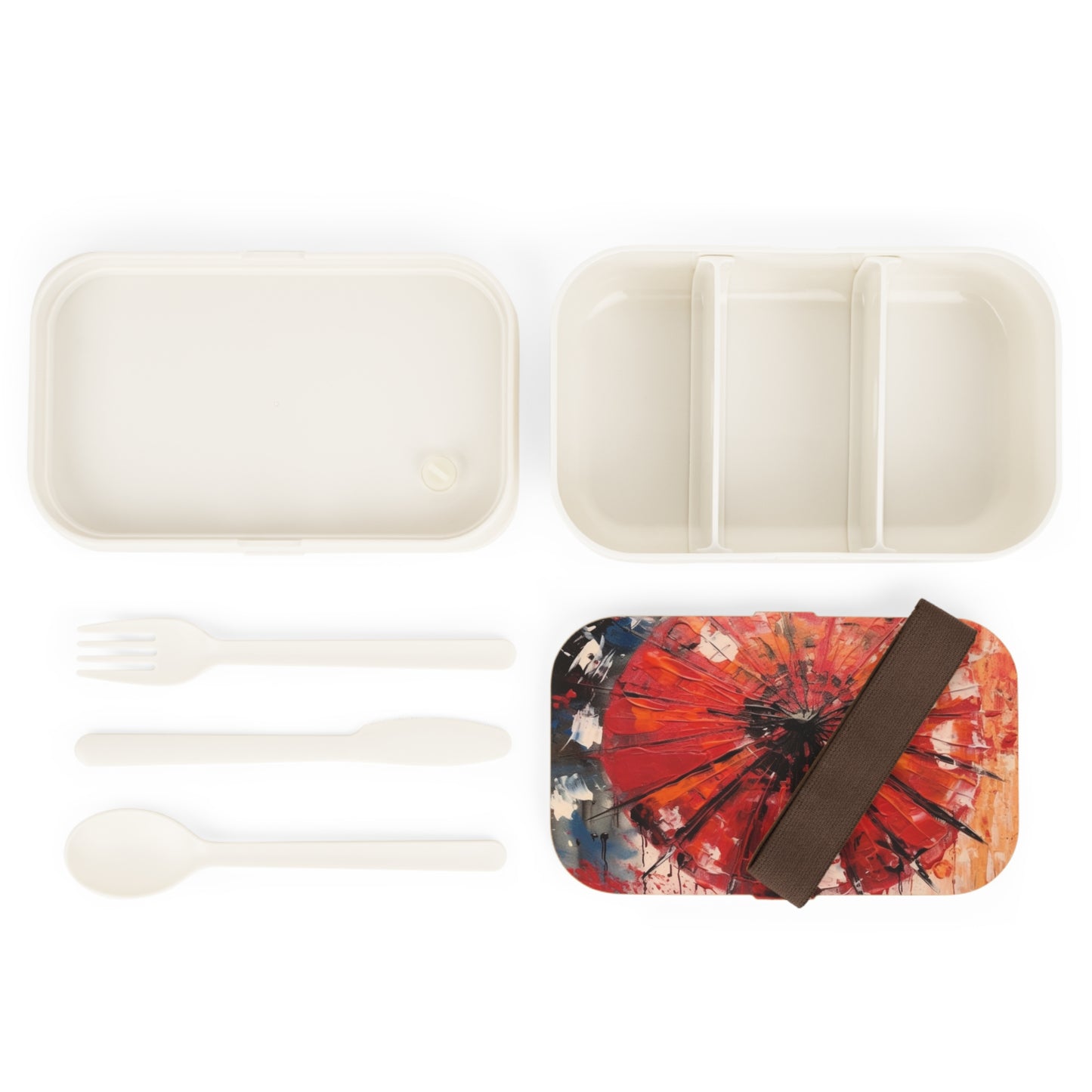 Abstract Japanese Umbrella Art Bento Box: Where Art and Practicality Meet