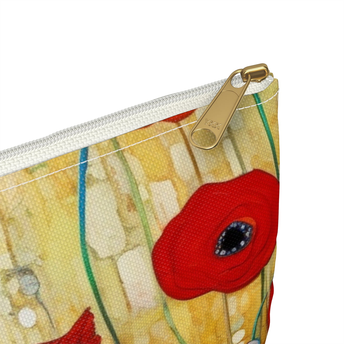 Floral Symphony: Accessory Pouch showcasing Gustav Klimt's Poppies in Art Nouveau