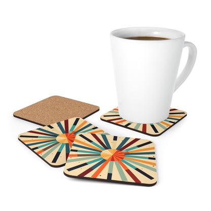 Artistic Abstractions: Starburst Corkwood Coaster Set for Modern Abstract Art Lovers