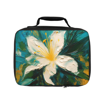 Floral Symphony: Lunch Bag featuring an Abstract Oil Painting of Jasmine