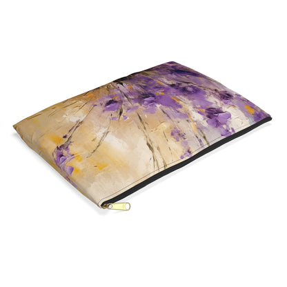 Expressive Lavender Drawing on Accessory Pouch: A Symphony of Colors and Petals