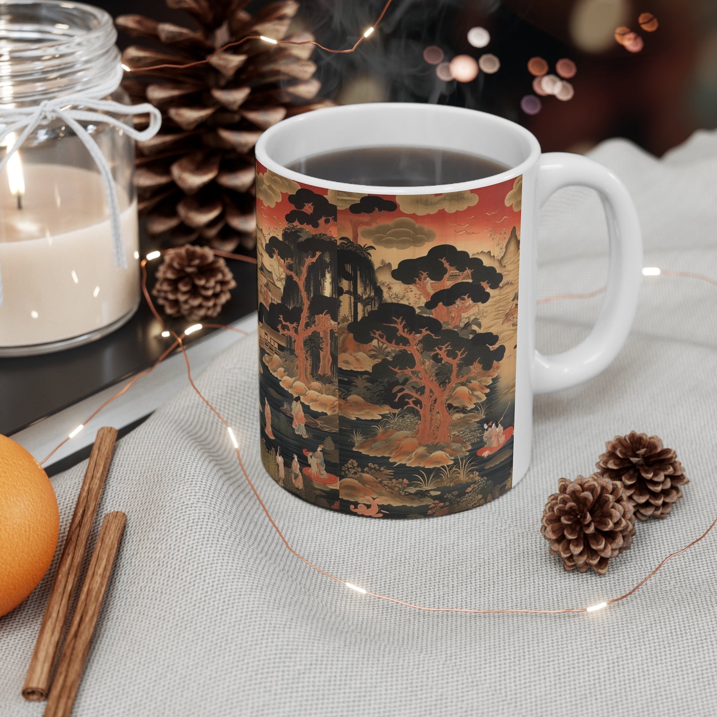 Custom Japanese Tapestry Ceramic Mug: Your Personalized Artistic Statement