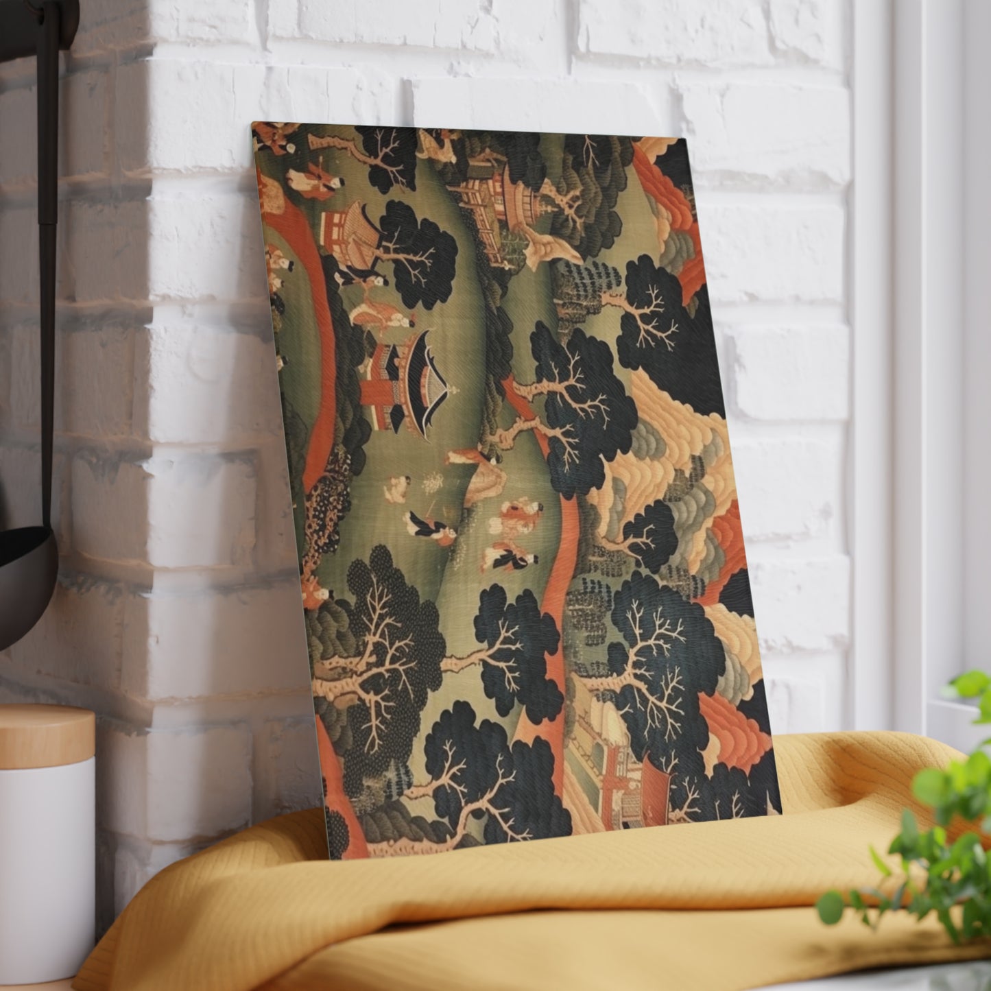 Tapestry Treasures: Japanese-inspired Glass Cutting Board for Art Lovers