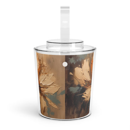 Artistic Fusion: Ice Bucket with Tongs Infused with Tan Hua-Inspired Abstract Art