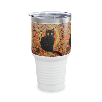 Whiskered Masterpieces: Ringneck Tumbler Celebrating the Beauty of Gustav Klimt's Inspired Feline Artistry