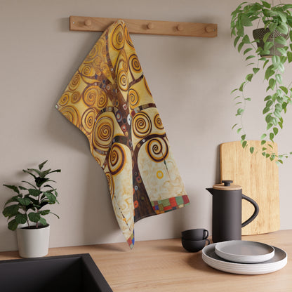 Captivating Artistry: The Tree of Life Kitchen Towel, Inspired by Gustav Klimt's Timeless Masterpiece