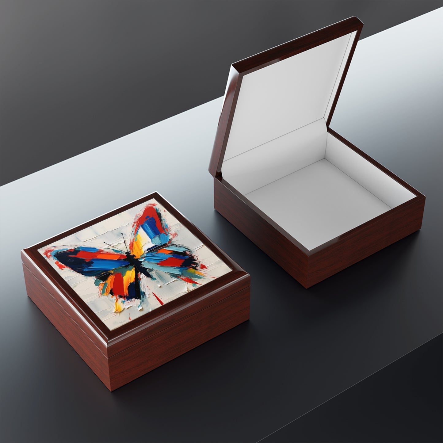 Abstract Jewelry Box for Art Lovers: Butterfly-Inspired Delight