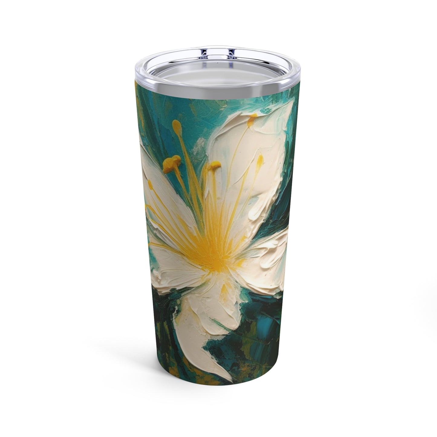 Floral Symphony: Tumbler featuring an Abstract Oil Painting of Jasmine