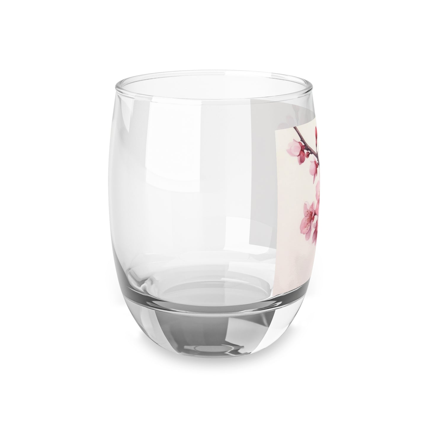 Artistic Flourish: Floral Watercolor Cherry Blossom Whiskey Glass