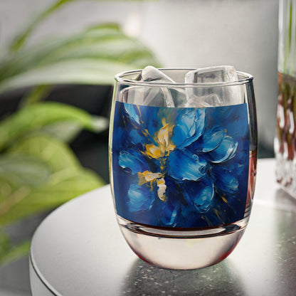 Abstract Wallpaper Whiskey Glass: Immersive Floral Beauty with Blue Orchid Motif