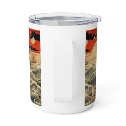 Polychrome Tapestry Elegance: Japanese Tapestry Insulated Coffee Mug