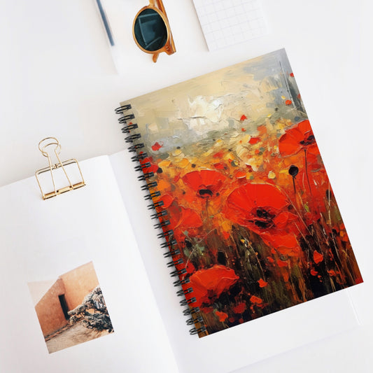 Whimsical Poppy Art on Spiral Notebook