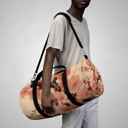 Floral Fusion: Duffel Bag Merging Cherry Blossom Beauty and Artistic Flower Drawings