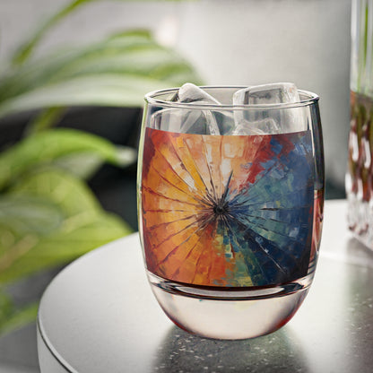 Abstract Art Whiskey Glass: Japanese Umbrella, A Reflection of Creativity