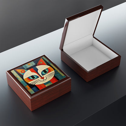 Artistic Vintage Vibes: Picasso-Inspired Midcentury Modern Jewelry Box for Retro Fashion