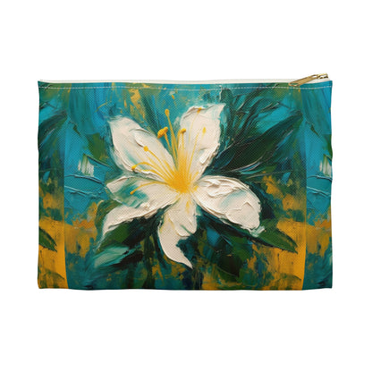 Floral Symphony: Accessory Pouch featuring an Abstract Oil Painting of Jasmine