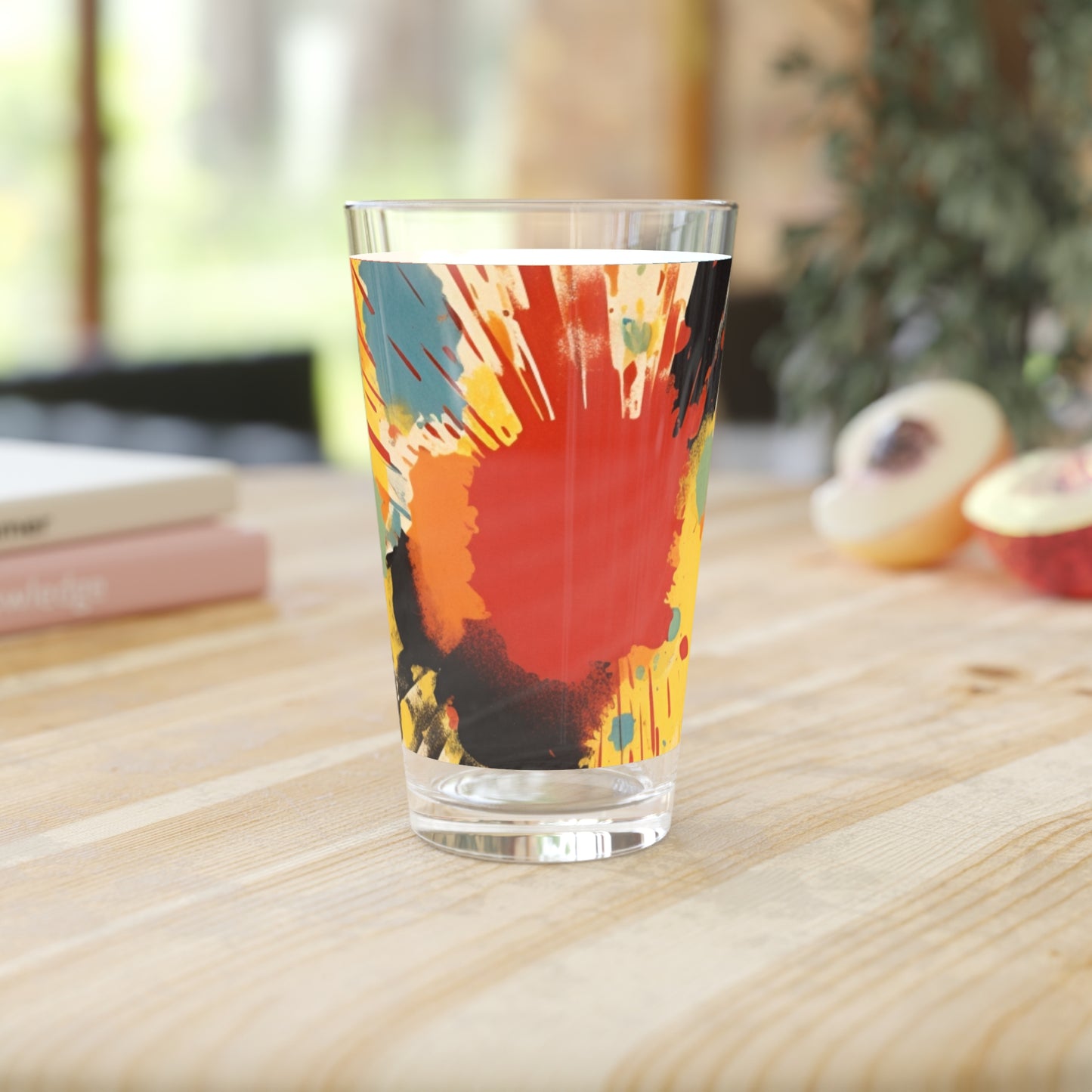 Serenading Silkscreen: Abstract Patchwork Pint Glass