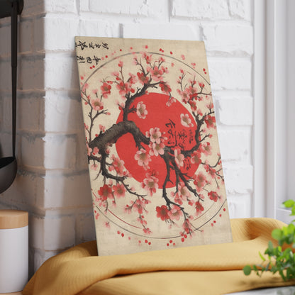 Nature's Brushstrokes: Glass Cutting Board Featuring Captivating Cherry Blossom Drawings