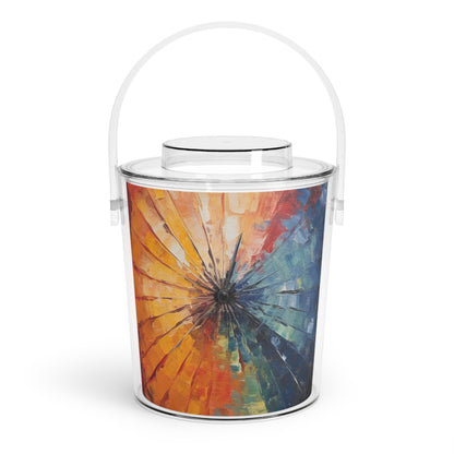 Abstract Art Ice Bucket with Tongs: Japanese Umbrella, A Reflection of Creativity