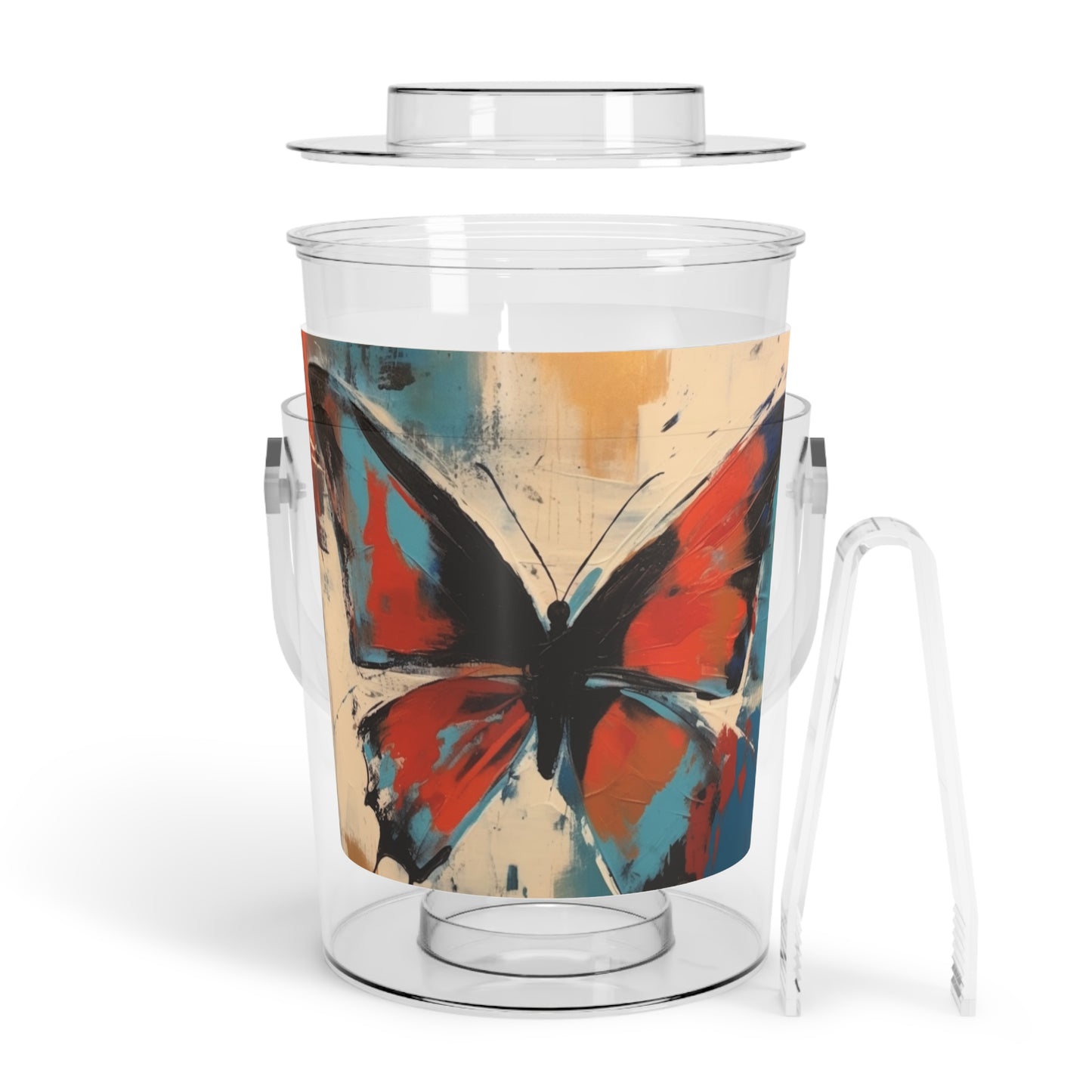 Ice Bucket with Tongs with Bauhaus-Inspired Butterfly: Embrace the Subtle Elegance of Nature