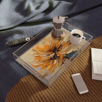 A Brush of Nature's Elegance: Acrylic Serving Tray for Artistic Flower Lovers