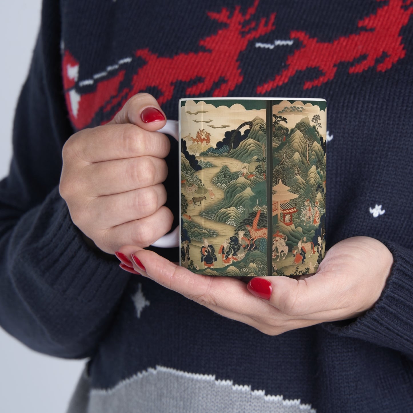 Ceramic Mug: Japanese Tapestry Delight - Experience the Essence of Traditional Japanese Art in Your Hands