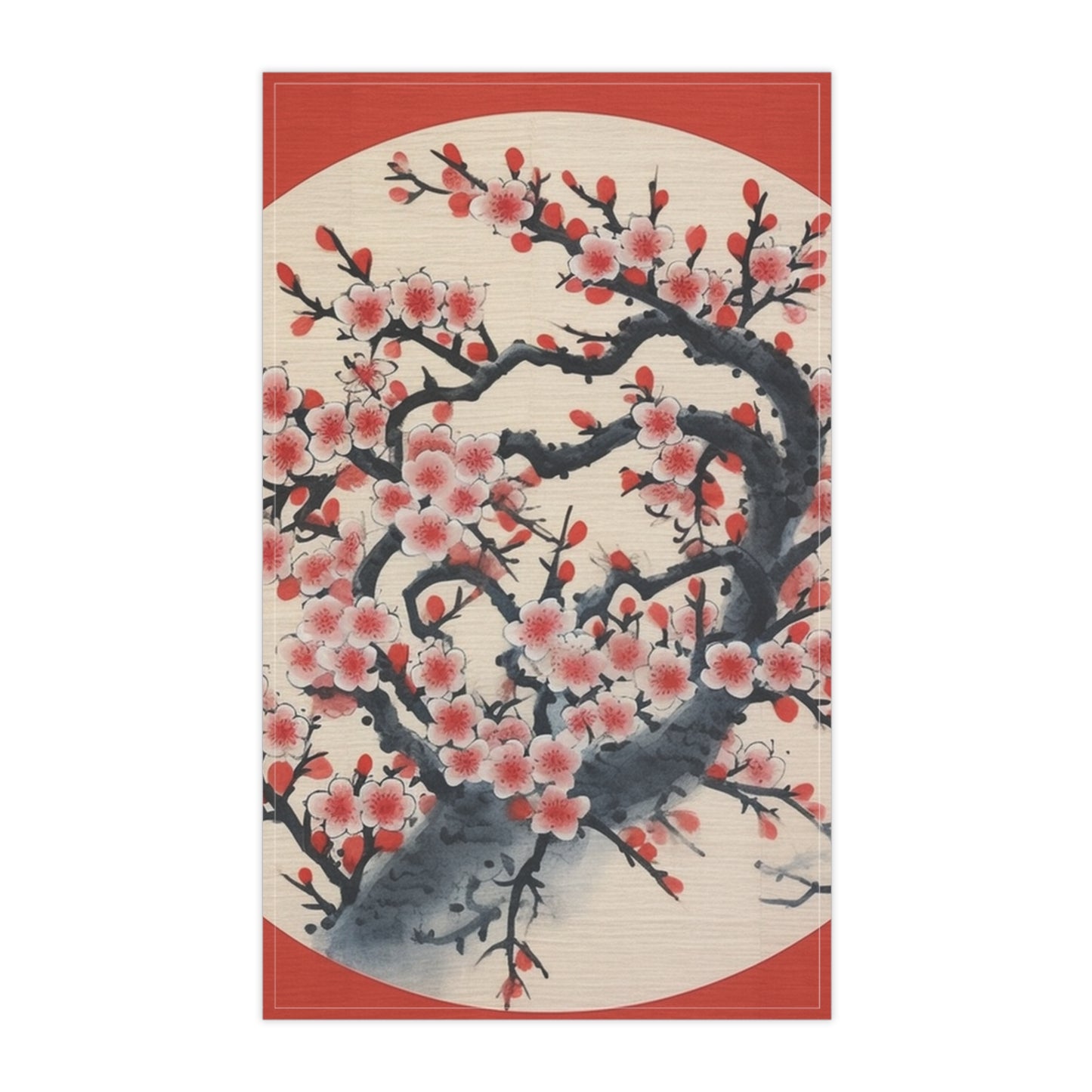 Enchanting Petal Symphony: Kitchen Towel Celebrating Cherry Blossom Tree Drawings