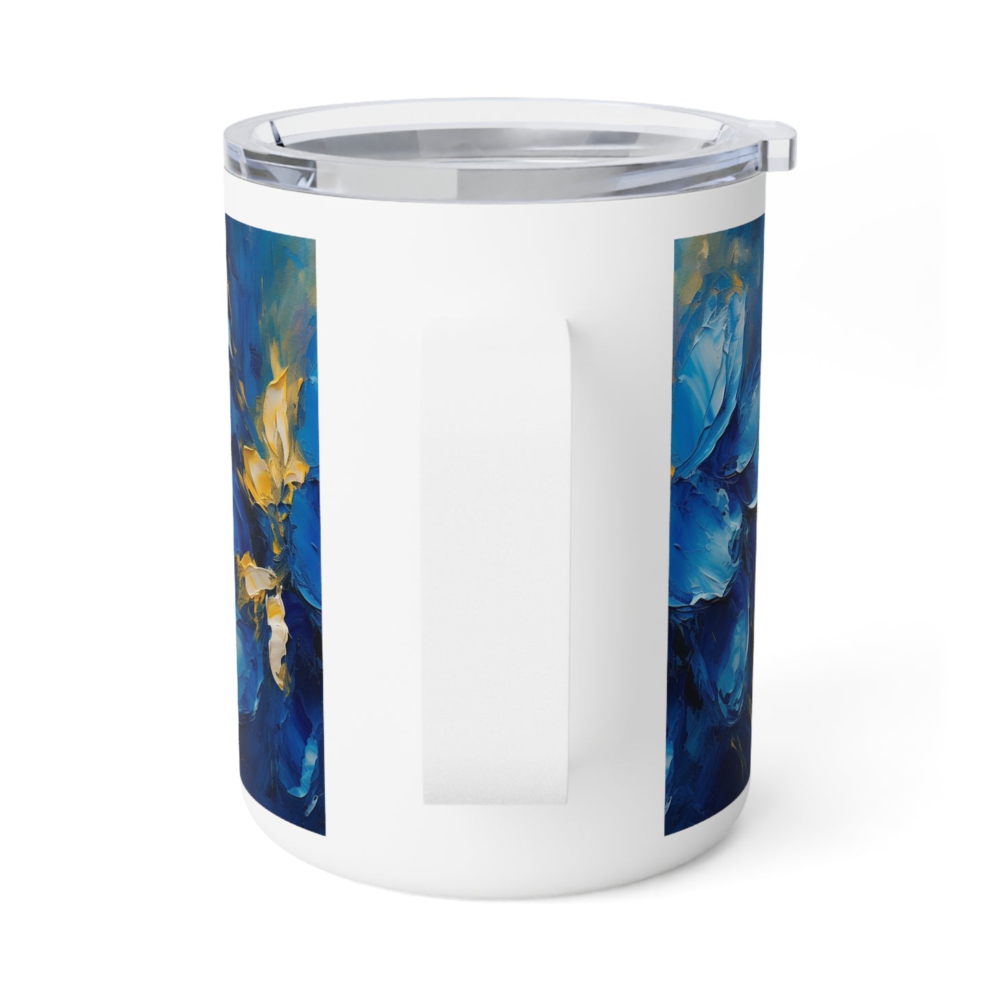 Abstract Wallpaper Insulated Coffee Mug: Immersive Floral Beauty with Blue Orchid Motif