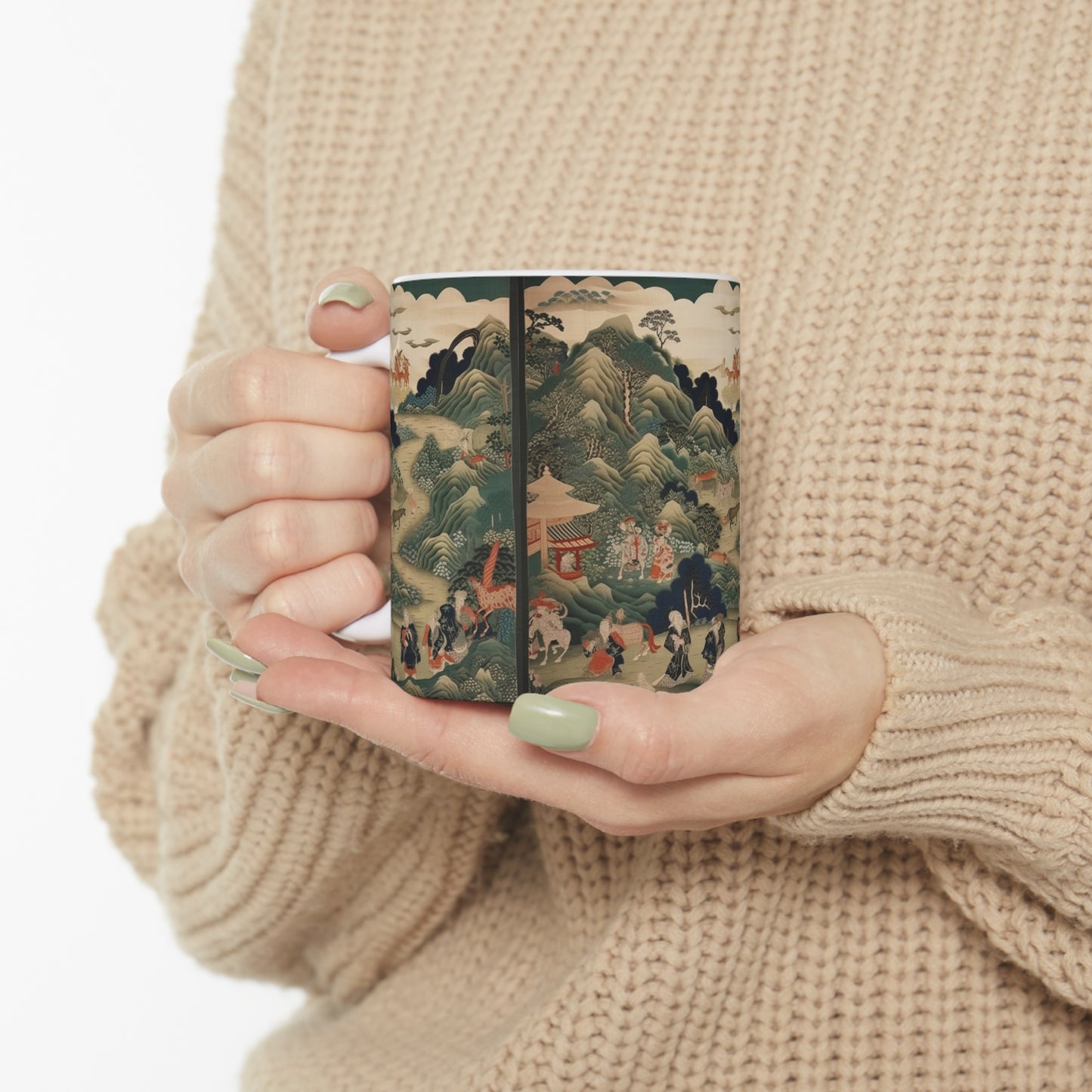 Ceramic Mug: Japanese Tapestry Delight - Experience the Essence of Traditional Japanese Art in Your Hands