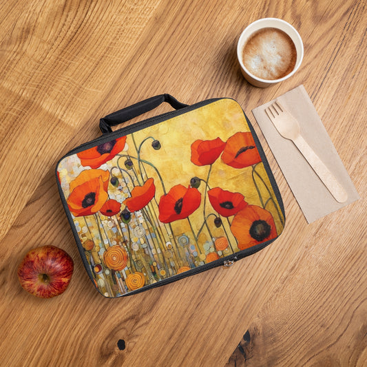 Lunch Bag Adorned with Gustav Klimt's Poppies