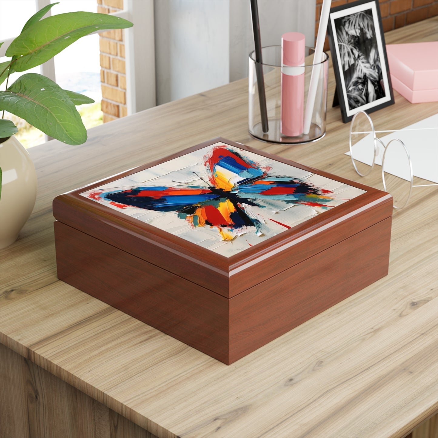 Abstract Jewelry Box for Art Lovers: Butterfly-Inspired Delight