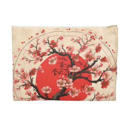 Nature's Brushstrokes: Accessory Pouch Featuring Captivating Cherry Blossom Drawings