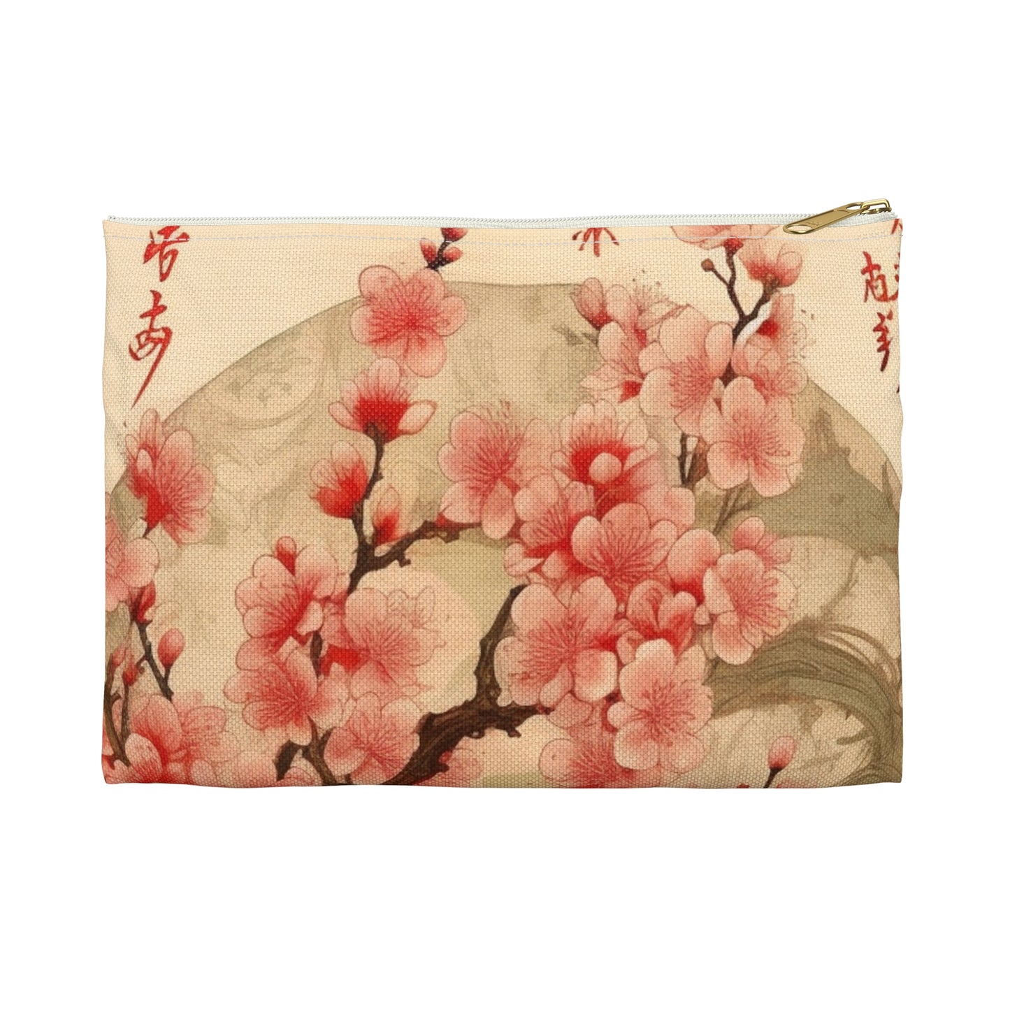 Whimsical Blossom Dreams: Accessory Pouch with Delightful Flower Drawings and Cherry Blossoms