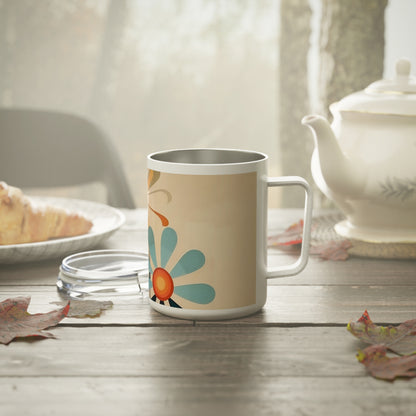 Modern Nostalgia: Midcentury Modern Design Meets Flower Drawings on Insulated Mug