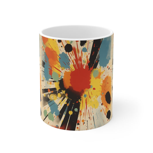 Contemporary Abstract Ceramic Mug: Fusion of Gutai Inspiration and American Heritage