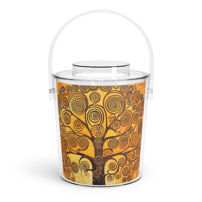 The Tree of Life Ice Bucket with Tongs: A Modern Art Tribute to Gustav Klimt