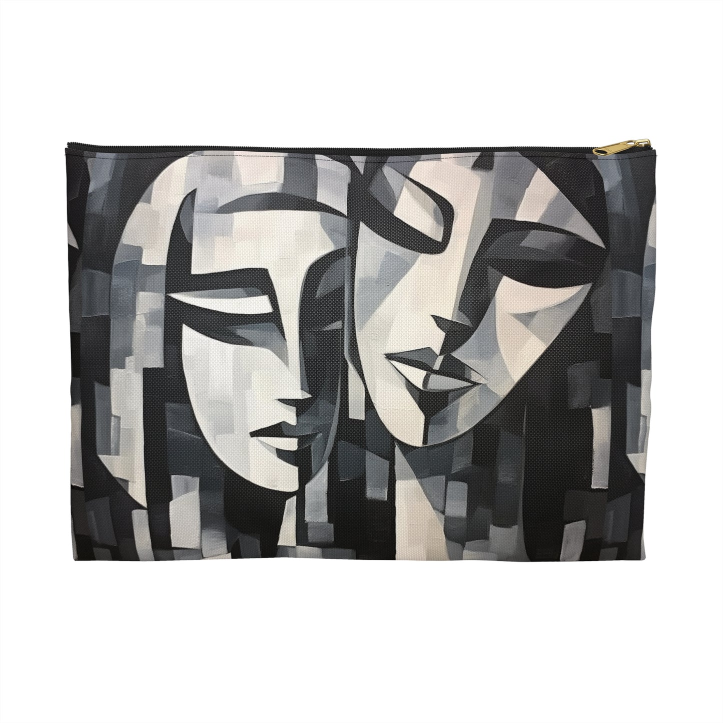 Abstract Oil Paint Accessory Pouch: Cubist Artistry in a Portable Masterpiece