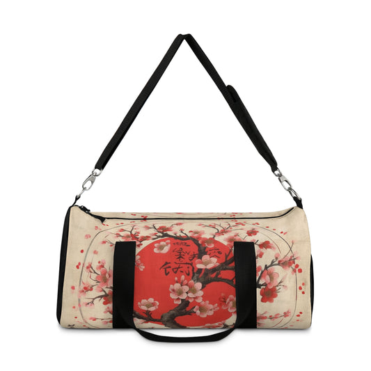 Nature's Brushstrokes: Duffel Bag Featuring Captivating Cherry Blossom Drawings