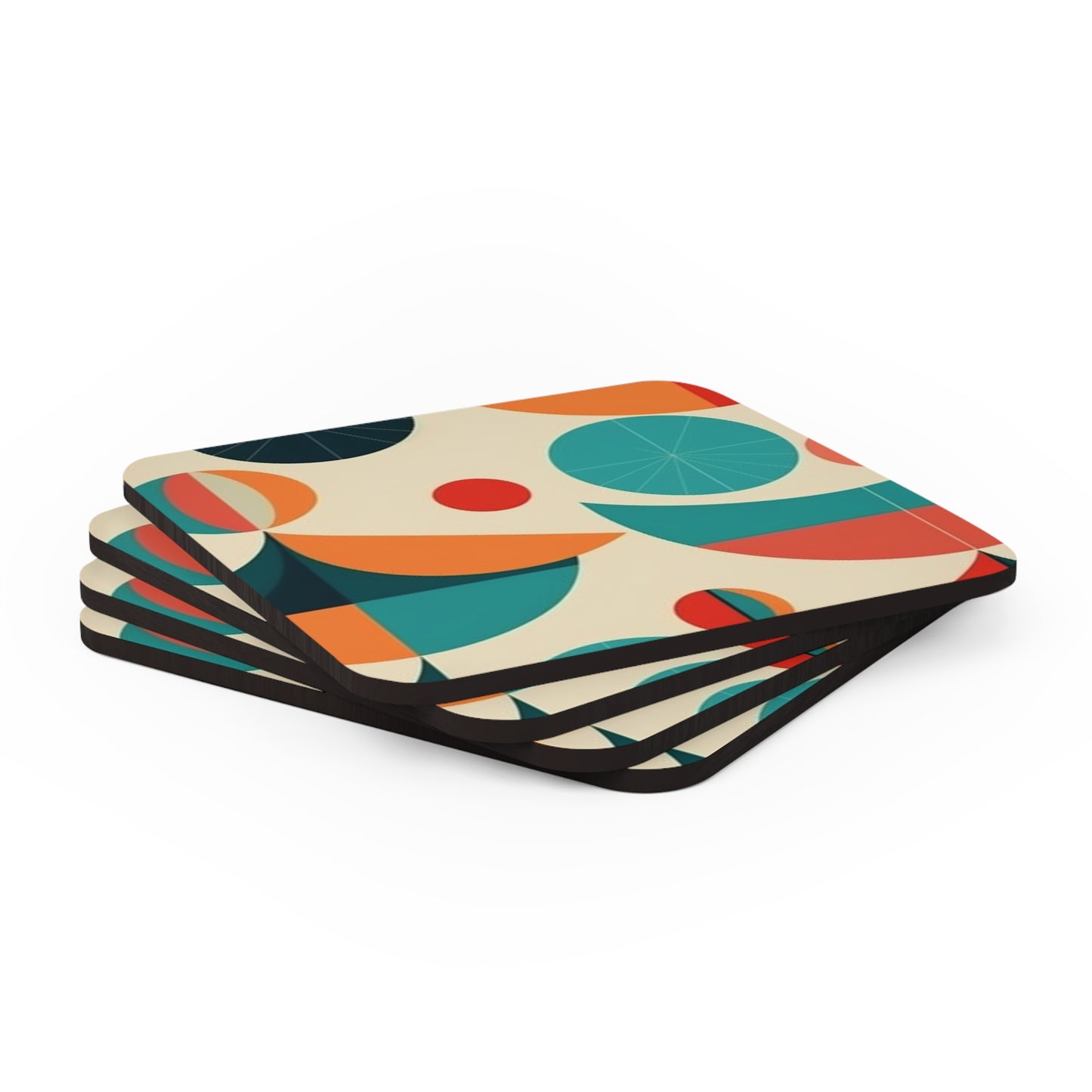 Retro Sophistication: 1960s Fashion-Inspired Midcentury Modern Corkwood Coaster Set